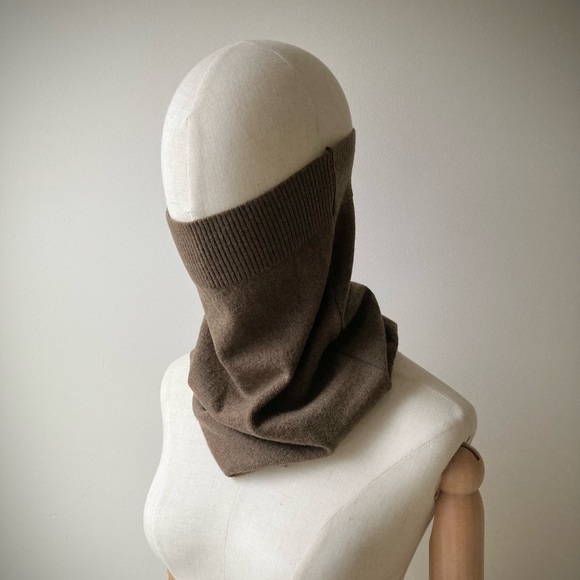 joodito 100% merino wool sweater snood scarf gaiter muffler neck warmer brown - Picture 2 of 7